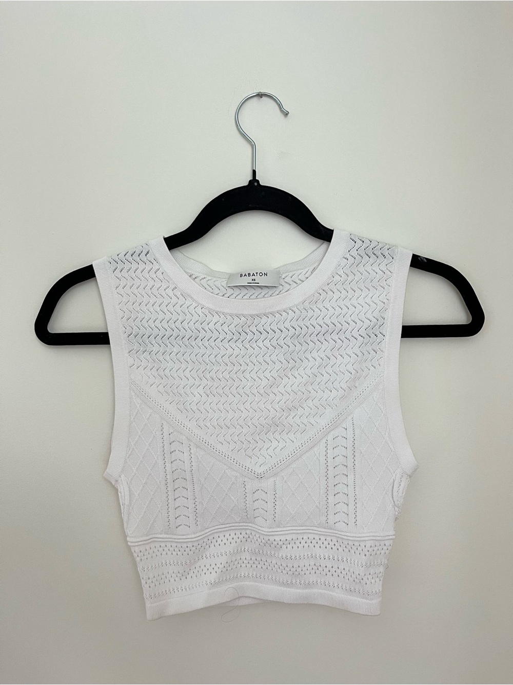 Babaton White Knit Cropped Tank